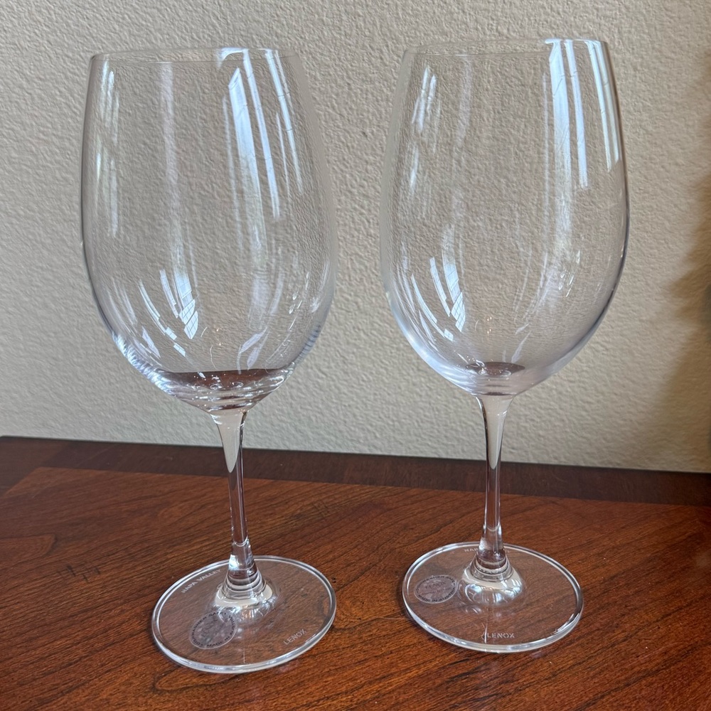 Elegant Lenox Napa Valley Clear crystal Wine Glasses Set